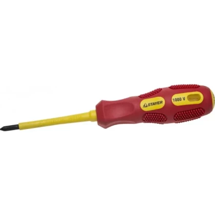 Отвертка STAYER &quot;PROFESSIONAL&quot; &quot;MAX-GRIP&quot; диэлектрическая, двухкомпонентная рукоятка, Cr-V, PH №1x80мм 25828-1-080 G купить в Ханты-Мансийске