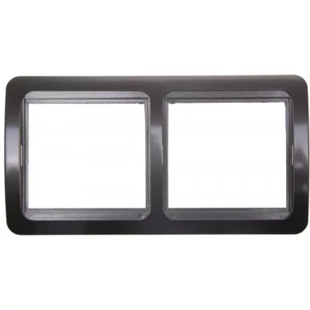 Панель СВЕТОЗАР &quot;ГАММА&quot; накладная, горизонтальная, цвет темно-серый металлик, 2 гнезда SV-54146-DM купить в Ханты-Мансийске