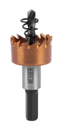 HSS-TiN коронка MESSER  21мм с центр. сверлом и толкающей пружиной для  лист. материала  до 2 мм ц/х купить в Ханты-Мансийске