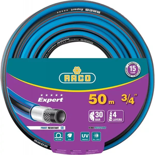 Шланг RACO "EXPERT" поливочный, 30атм., армированный, 3-х слойный, 3/4"x50м 40302-3/4-50 купить в Ханты-Мансийске