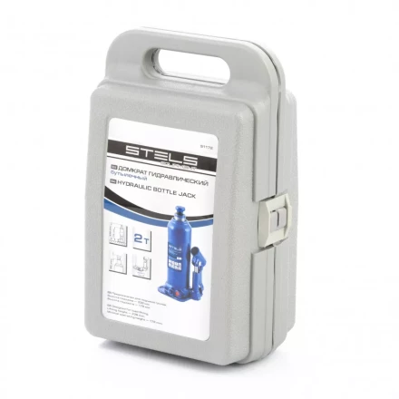 Домкрат гидравлический бутылочный 2 т h подъема 178-338 мм в пластиковом кейсе Stels 51172 купить в Ханты-Мансийске