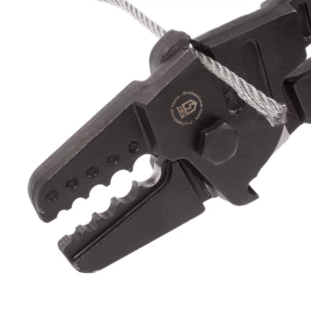 Пресс-клещи КВТ ПК-5-600Т с матрицей для опрессовки стальных тросов овальными алюминиевыми и медными втулками (91984) купить в Ханты-Мансийске