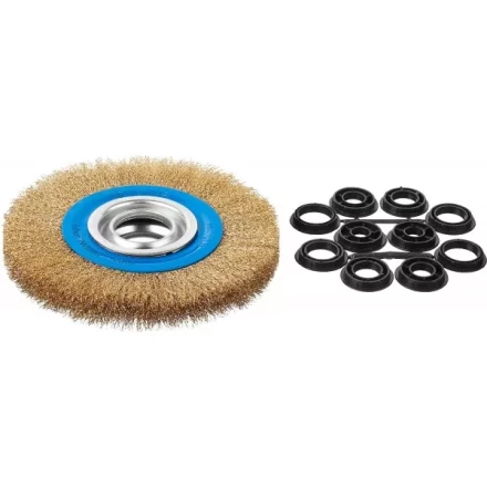 ЗУБР &quot;ПРОФЕССИОНАЛ&quot;. Щетка дисковая для точильно-шлифовального станка, витая стальная латунирован проволока 0,3мм, 150х32мм 35186-150_z01 купить в Ханты-Мансийске