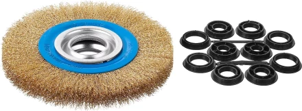 ЗУБР &quot;ПРОФЕССИОНАЛ&quot;. Щетка дисковая для точильно-шлифовального станка, витая стальная латунирован проволока 0,3мм, 150х32мм 35186-150_z01 купить в Ханты-Мансийске