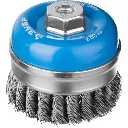 ЗУБР "ПРОФЕССИОНАЛ". Щетка чашечная усиленная для УШМ, плетеные пучки стальной проволоки 0,5мм, 80ммхМ14 3527-080_z02 купить в Ханты-Мансийске