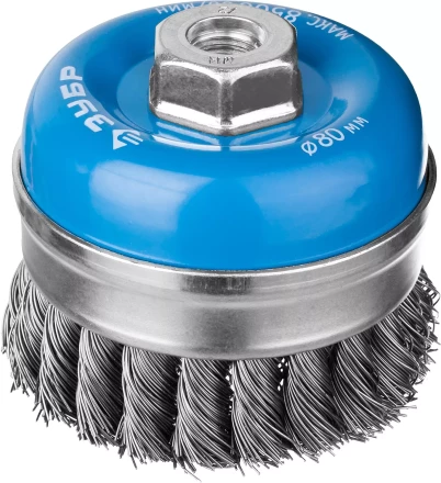 ЗУБР "ПРОФЕССИОНАЛ". Щетка чашечная усиленная для УШМ, плетеные пучки стальной проволоки 0,5мм, 80ммхМ14 3527-080_z02 купить в Ханты-Мансийске