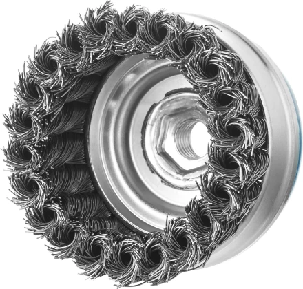 ЗУБР "ПРОФЕССИОНАЛ". Щетка чашечная усиленная для УШМ, плетеные пучки стальной проволоки 0,5мм, 80ммхМ14 3527-080_z02 купить в Ханты-Мансийске