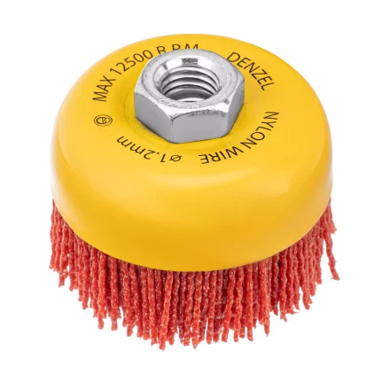 Щетка для УШМ, 75 мм, Чашка, нейлоновая щетина, М14, Denzel 74465 купить в Ханты-Мансийске