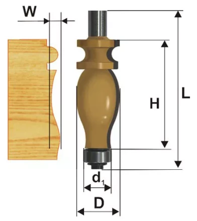 Фреза кромочная фигурная Ф25,4Х42,9 мм хвостовик 12 мм Энкор 46414 купить в Ханты-Мансийске