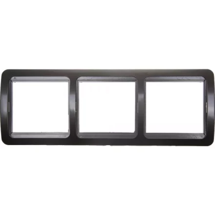 Панель СВЕТОЗАР &quot;ГАММА&quot; накладная, горизонтальная, цвет темно-серый металлик, 3 гнезда SV-54148-DM купить в Ханты-Мансийске