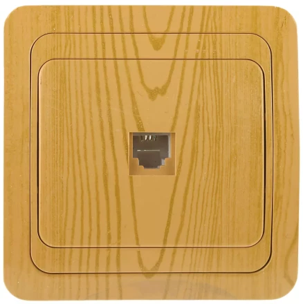 Розетка СВЕТОЗАР &quot;ГАММА&quot; телефонная, одинарная, цвет ольха SV-54117-A купить в Ханты-Мансийске