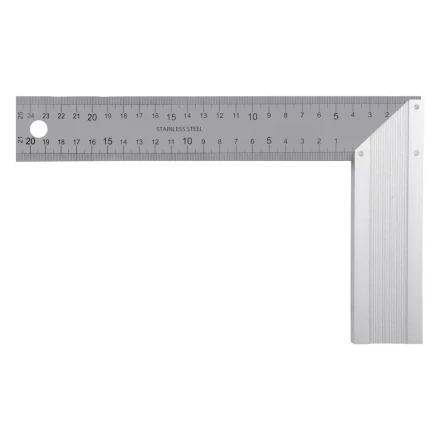 Угольник стальной 250 мм, нержавеющая сталь, градуировка, алюминиевое основание Denzel 32396 купить в Ханты-Мансийске