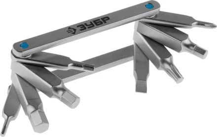 Набор ЗУБР &quot;ЭКСПЕРТ&quot;: Ключи имбус,универс,складные,Cr-V,сатинир покрытие,суперкомпактный,HEX,TORX,PH №1,SL 5мм,8-в-1 27423-H8 купить в Ханты-Мансийске