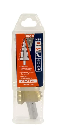 Сверло для металла ступенчатое 4-32мм 15 ступ шаг 2 ход 5 VMX 511632 купить в Ханты-Мансийске