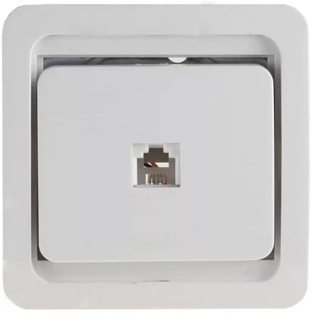 Розетка СВЕТОЗАР &quot;ГАММА&quot; телефонная одинарная, цвет белый SV-54117-W купить в Ханты-Мансийске