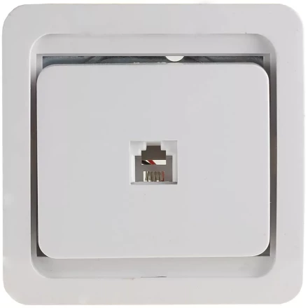 Розетка СВЕТОЗАР &quot;ГАММА&quot; телефонная одинарная, цвет белый SV-54117-W купить в Ханты-Мансийске