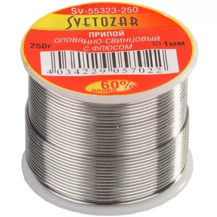 Припой СВЕТОЗАР оловянно-свинцовый, 60% Sn / 40% Pb, 250гр SV-55323-250 купить в Ханты-Мансийске
