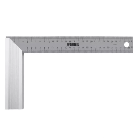 Угольник стальной 300 мм, нержавеющая сталь, градуировка, алюминиевое основание Denzel 32397 купить в Ханты-Мансийске