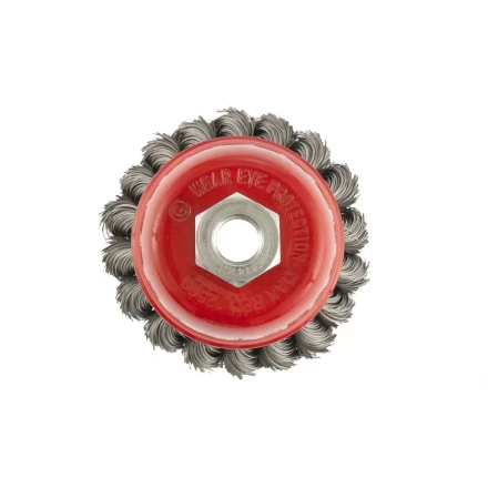 Щетка для УШМ 75 мм М14 "чашка" двухрядная крученая проволока 0,5 мм MTX 74681 купить в Ханты-Мансийске