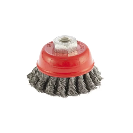 Щетка для УШМ 75 мм М14 "чашка" двухрядная крученая проволока 0,5 мм MTX 74681 купить в Ханты-Мансийске