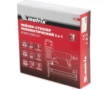 Нейлер-степлер пнев. 3 в 1 с рег. глуб. гвозди 16GA - 18GA гвозди, скобы 16GA - 18GA MATRIX 57427 купить в Ханты-Мансийске