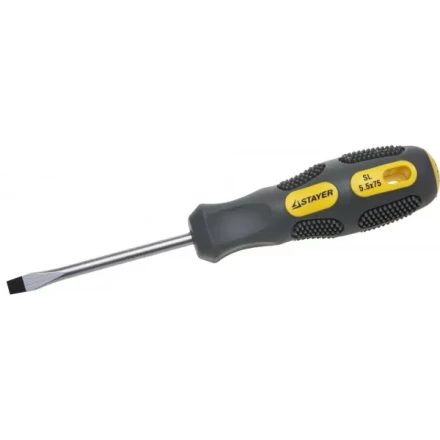 Отвертка STAYER &quot;PROFESSIONAL&quot; &quot;MAX-GRIP&quot; слесарная, Cr-V, намагниченная, SL 5,5х75мм 2580-05-075 G купить в Ханты-Мансийске