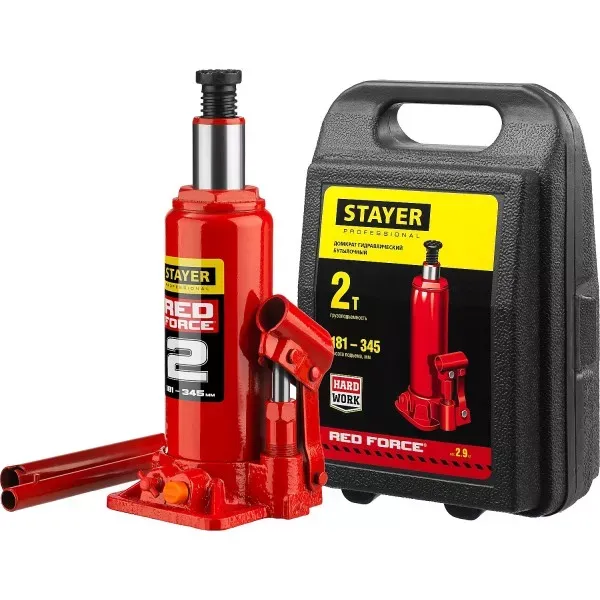 Домкрат STAYER "PROFI" гидравлический бутылочный, в кейсе, 2т, 148-278мм 43160-2-K купить в Ханты-Мансийске