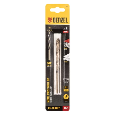 Сверло по металлу, 8 мм, HSS Co-8%// Denzel 71454 купить в Ханты-Мансийске