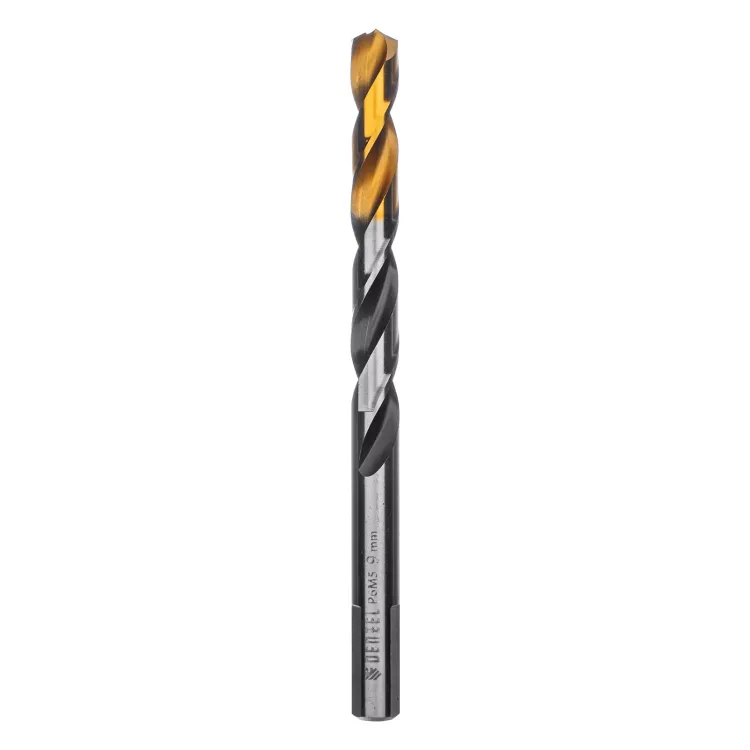 Сверло спиральное по металлу Denzel 9 x 125мм, Р6М5, Golden Tip, многогранная заточка, 718284 купить в Ханты-Мансийске