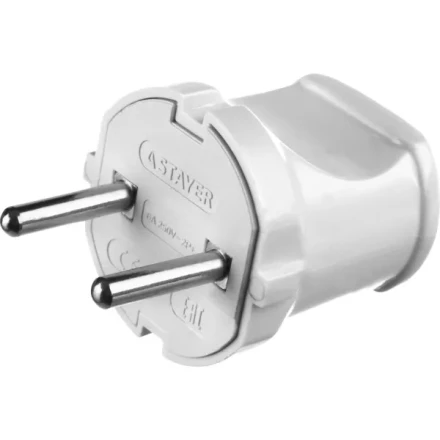 Вилка MAXElectro электрическая, 6А/220В, белая, STAYER 55150-W купить в Ханты-Мансийске
