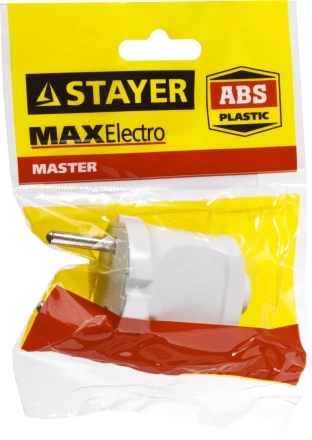 Вилка MAXElectro электрическая, 6А/220В, белая, STAYER 55150-W купить в Ханты-Мансийске