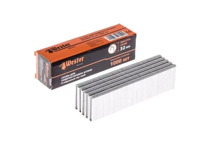 Скобы для степлера WESTER 826-019 32 мм, тип 18GA, 1000 шт. купить в Ханты-Мансийске