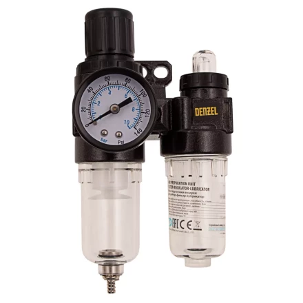Блок подготовки воздуха регулятор-фильтр-лубрикатор FLR1500, 10 бар, 1500 л/мин, 1/4" Denzel 57469 купить в Ханты-Мансийске