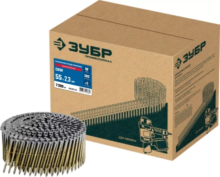 ЗУБР CNW 55 х 2.3 мм, барабанные гвозди рифленые оцинкованные, 7200 шт (305383-55) купить в Ханты-Мансийске