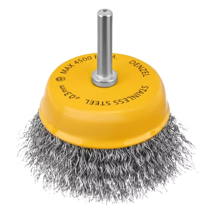 Щетка для дрели Denzel, 75 мм, Чашка, со шпилькой, нержавеющая витая проволока, 744773 купить в Ханты-Мансийске