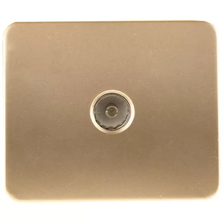 Розетка СВЕТОЗАР "ГАММА" телевизионная, без вставки и рамки, цвет золотой металлик SV-54115-GM купить в Ханты-Мансийске