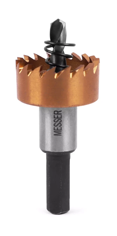 HSS-TiN коронка MESSER  26мм с центр. сверлом и толкающей пружиной для  лист. материала  до 2 мм ц/х