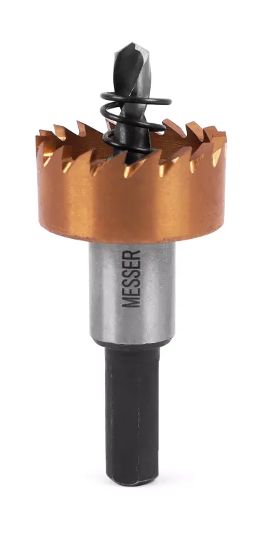 HSS-TiN коронка MESSER  26мм с центр. сверлом и толкающей пружиной для  лист. материала  до 2 мм ц/х купить в Ханты-Мансийске