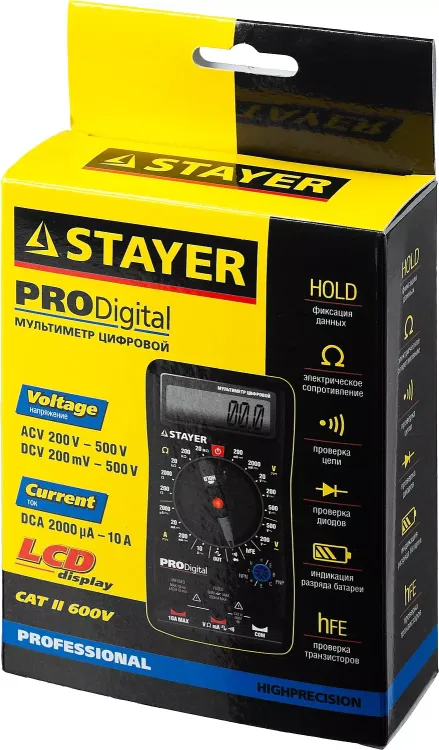 Мультиметр STAYER "PROFESSIONAL" PRODigital цифровой 45310 купить в Ханты-Мансийске