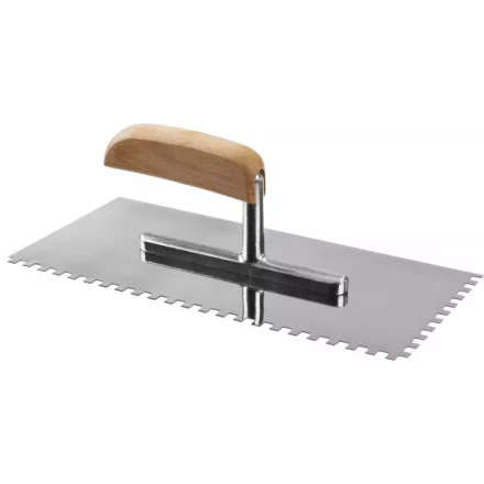 Гладилка нержавеющая ЗУБР &quot;ПРОФЕССИОНАЛ&quot; с деревянной ручкой, зубчатая, 6х6мм, 130х280мм 0806-06_z01 купить в Ханты-Мансийске