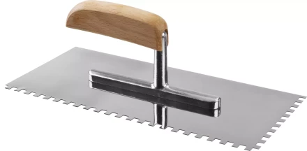 Гладилка нержавеющая ЗУБР &quot;ПРОФЕССИОНАЛ&quot; с деревянной ручкой, зубчатая, 6х6мм, 130х280мм 0806-06_z01 купить в Ханты-Мансийске