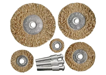 Набор щеток для дрели 5 шт 5 плоских 25-38-50-63-75 мм со шпильками металлические MATRIX 74494 купить в Ханты-Мансийске