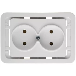 Розетка СВЕТОЗАР "ГАММА" двойная, цвет белый, 16А/~250В SV-54102-W
