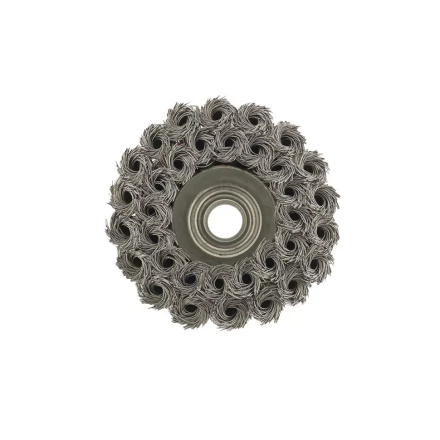 Щетка для УШМ 75 мм М14 "чашка" двухрядная крученая проволока 0,8 мм MTX 74686 купить в Ханты-Мансийске