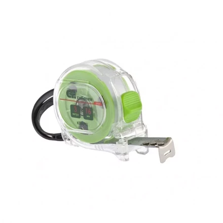 Рулетка Кварц, прозрачный корпус, амортизатор, 3 м х 16 мм  СИБРТЕХ 32520 купить в Ханты-Мансийске