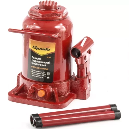 Домкрат бутылочный телескопический SPARTA 10 т h подъема 200–460 мм 50345 купить в Ханты-Мансийске