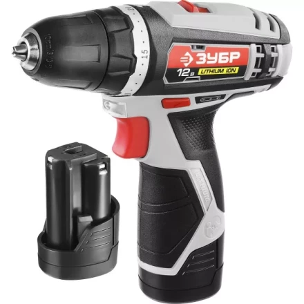 Дрель-шуруповерт ЗУБР "МАСТЕР", Литий-ион, 2 скорости, реверс, 12В, 1.5 А/ч, 10 мм, 0-360 / 0-1400 об/мин, 2 АКБ, БЗУ, блокировка шпинделя ДА-12-2-Ли КНМ1 купить в Ханты-Мансийске