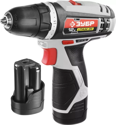 Дрель-шуруповерт ЗУБР "МАСТЕР", Литий-ион, 2 скорости, реверс, 12В, 1.5 А/ч, 10 мм, 0-360 / 0-1400 об/мин, 2 АКБ, БЗУ, блокировка шпинделя ДА-12-2-Ли КНМ1 купить в Ханты-Мансийске