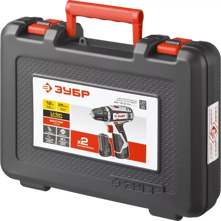 Дрель-шуруповерт ЗУБР "МАСТЕР", Литий-ион, 2 скорости, реверс, 12В, 1.5 А/ч, 10 мм, 0-360 / 0-1400 об/мин, 2 АКБ, БЗУ, блокировка шпинделя ДА-12-2-Ли КНМ1 купить в Ханты-Мансийске