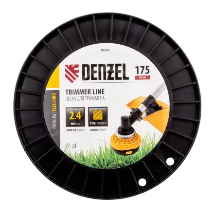 Леска для триммера квадрат Denzel, 2,4мм х 175м, на DIN катушке FLEX CORD, 96292 купить в Ханты-Мансийске